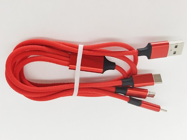 可同時(shí)充三種設(shè)備的一拖三充電線，帶Micro/Type-C/Lightning接口